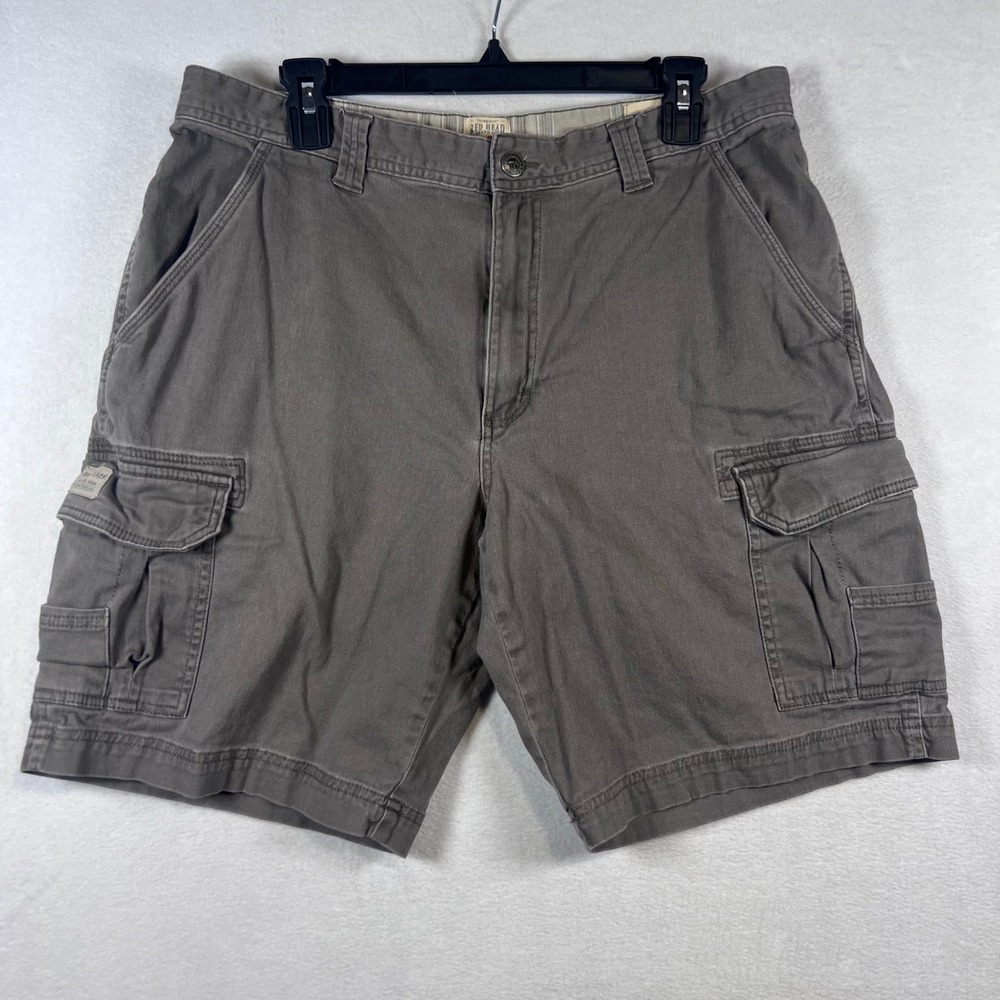 Red Head Mens Gray Brown Cargo Shorts Size 36 Cotton Blend Rugged Casual Utility